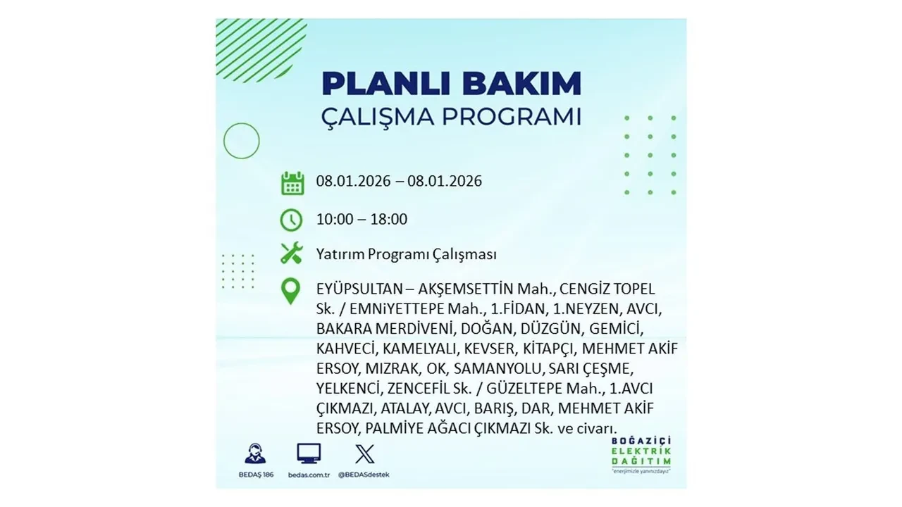 8 Ocak 2026 İstanbul elektrik kesintileri rehberi || 21 ilçede planlı elektrik kesintisi uygulanacak: İstanbul’da elektrikler ne zaman gelecek?