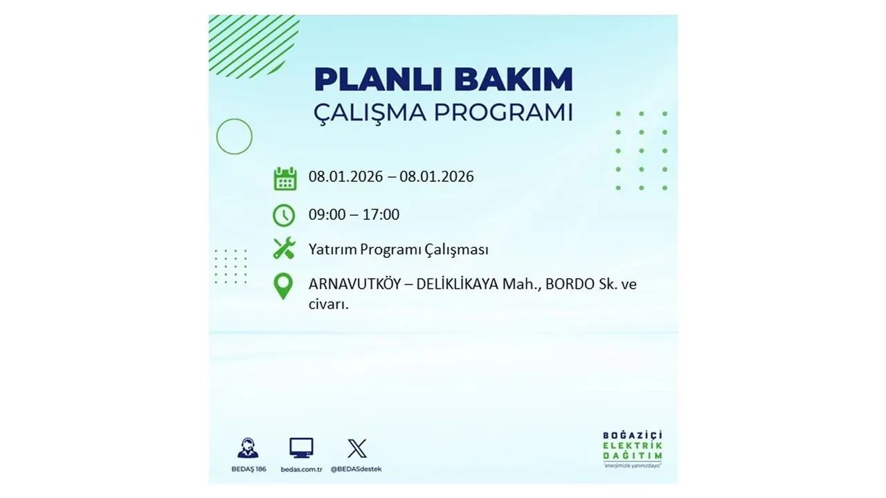 8 Ocak 2026 İstanbul elektrik kesintileri rehberi || 21 ilçede planlı elektrik kesintisi uygulanacak: İstanbul’da elektrikler ne zaman gelecek?