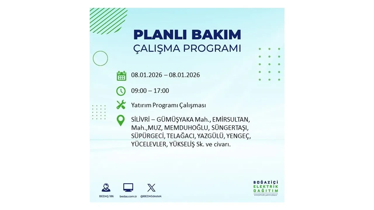 8 Ocak 2026 İstanbul elektrik kesintileri rehberi || 21 ilçede planlı elektrik kesintisi uygulanacak: İstanbul’da elektrikler ne zaman gelecek?
