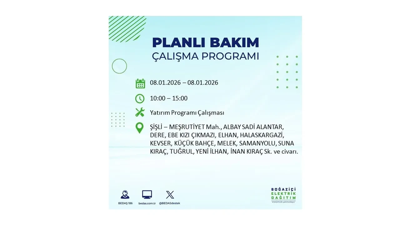 8 Ocak 2026 İstanbul elektrik kesintileri rehberi || 21 ilçede planlı elektrik kesintisi uygulanacak: İstanbul’da elektrikler ne zaman gelecek?