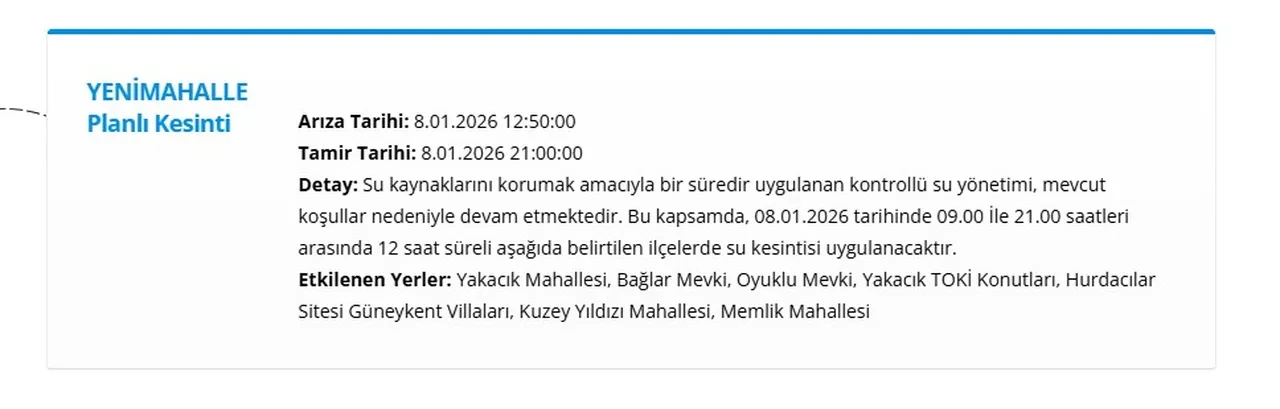 Ankara su kesintisi listesi 8-9 Ocak 2026: ASKİ Ankara’da sular ne zaman gelecek? 11 ilçede su kesintisi sürüyor