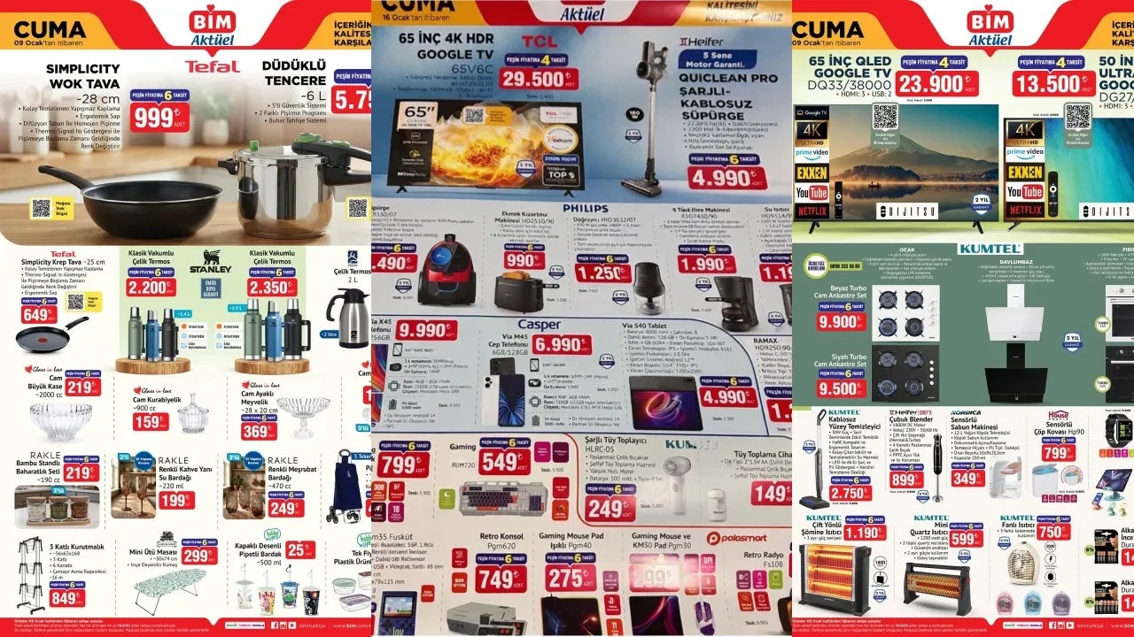 BİM 9 - 16 Ocak aktüel ürünler kataloğu 2026 (YENİ) Kablosuz süpürge, ekmek kızartma makinesi, cep telefonu ve tablet geliyor