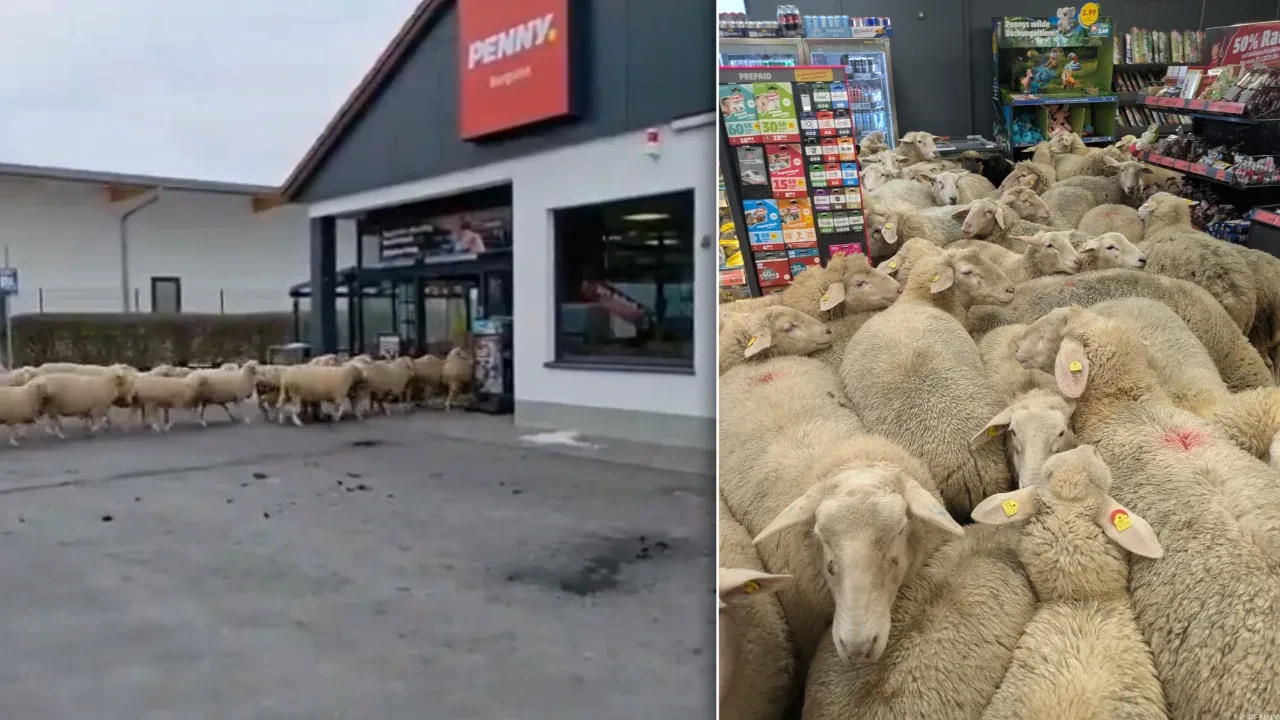 Koyun akını: Birinin peşinden 49'u da markete daldı