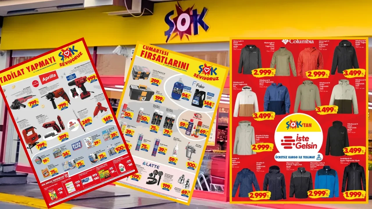 ŞOK aktüel kataloğu 10-13 Ocak! Bu hafta sonu ŞOK marketlere montlar, turbo pervaneli duş balığı ve matkap seti 