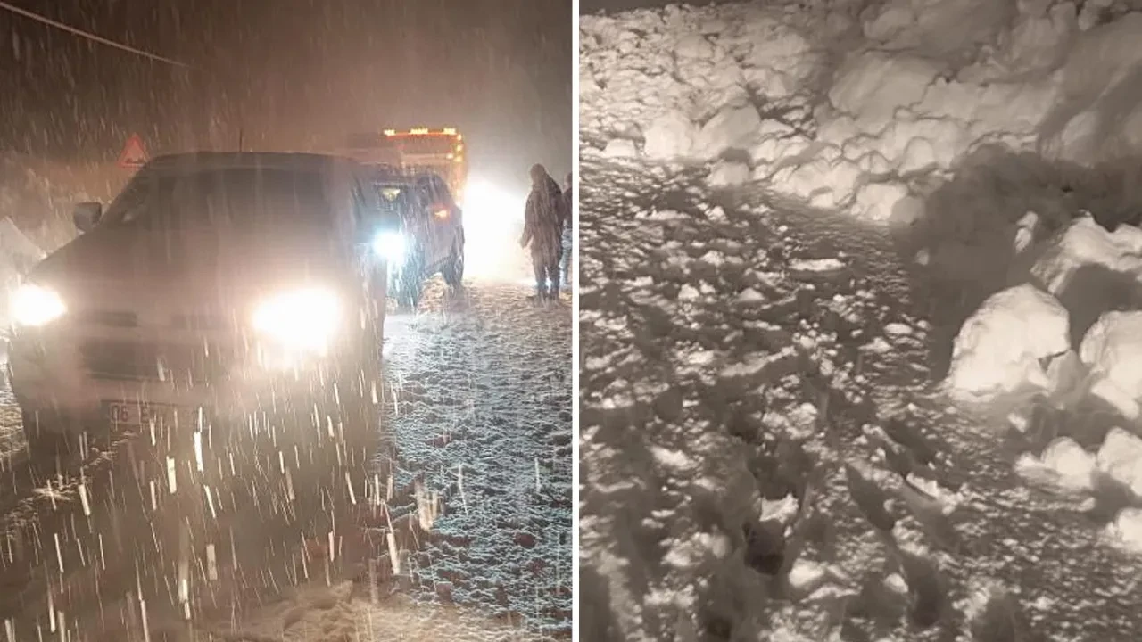 Hakkari'de çığ düştü! Araçlar yolda mahsur kaldı