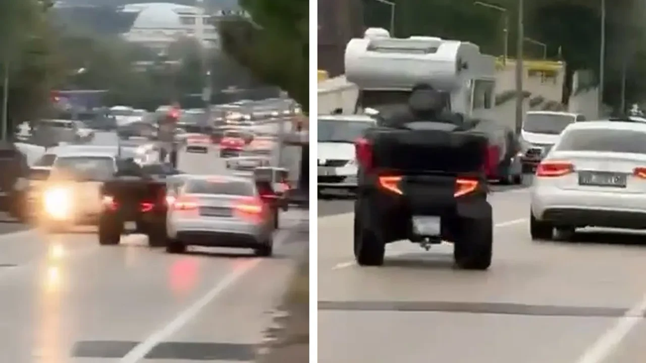Bursa’da ATV ile dehşet saçan sürücü kamerada! Korna ve ikazlara aldırış etmedi