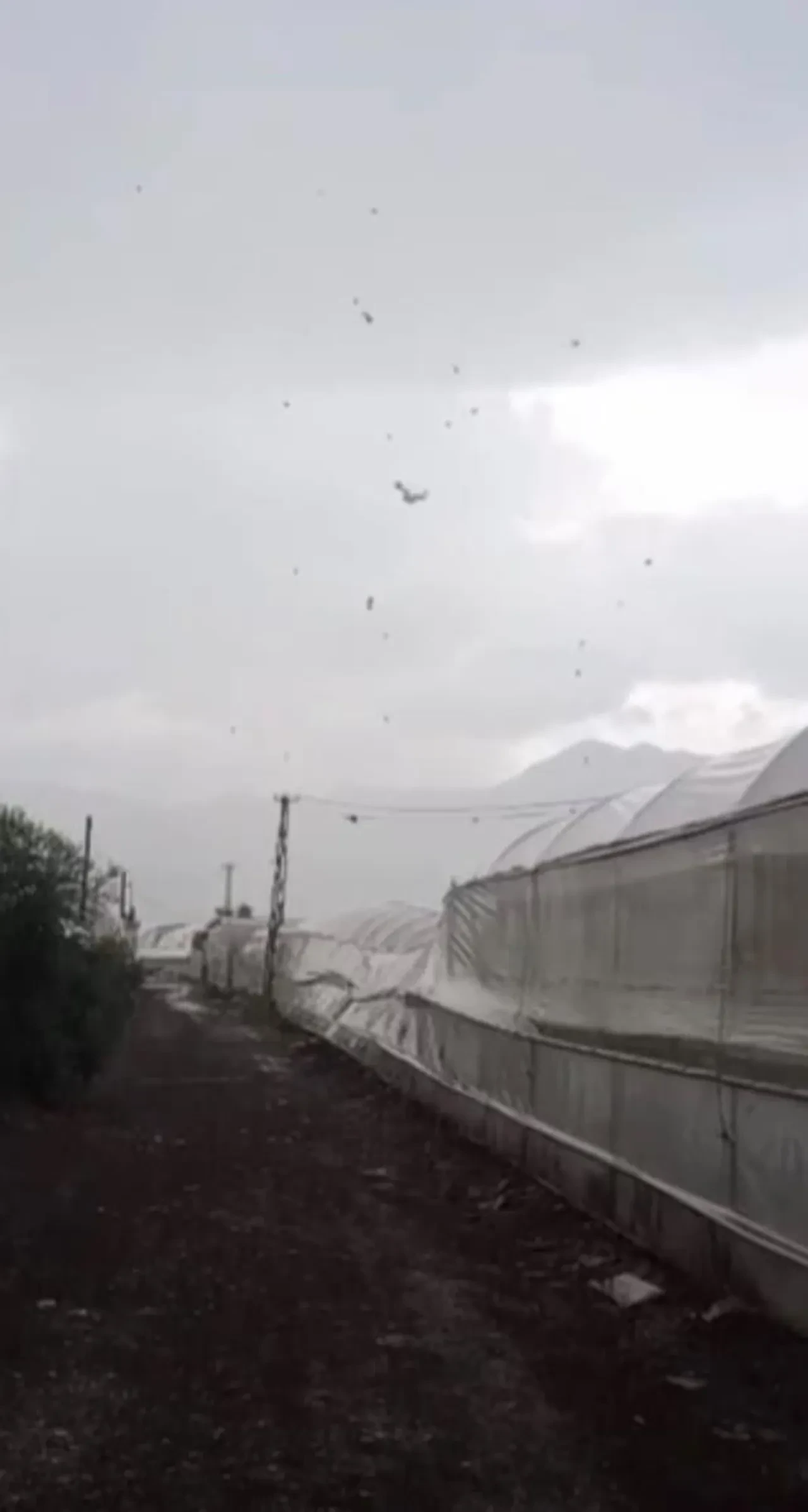 Kumluca’da sağanak ve fırtına alarmı: Denizde çıkan hortum karaya ulaştı, seralar zarar gördü