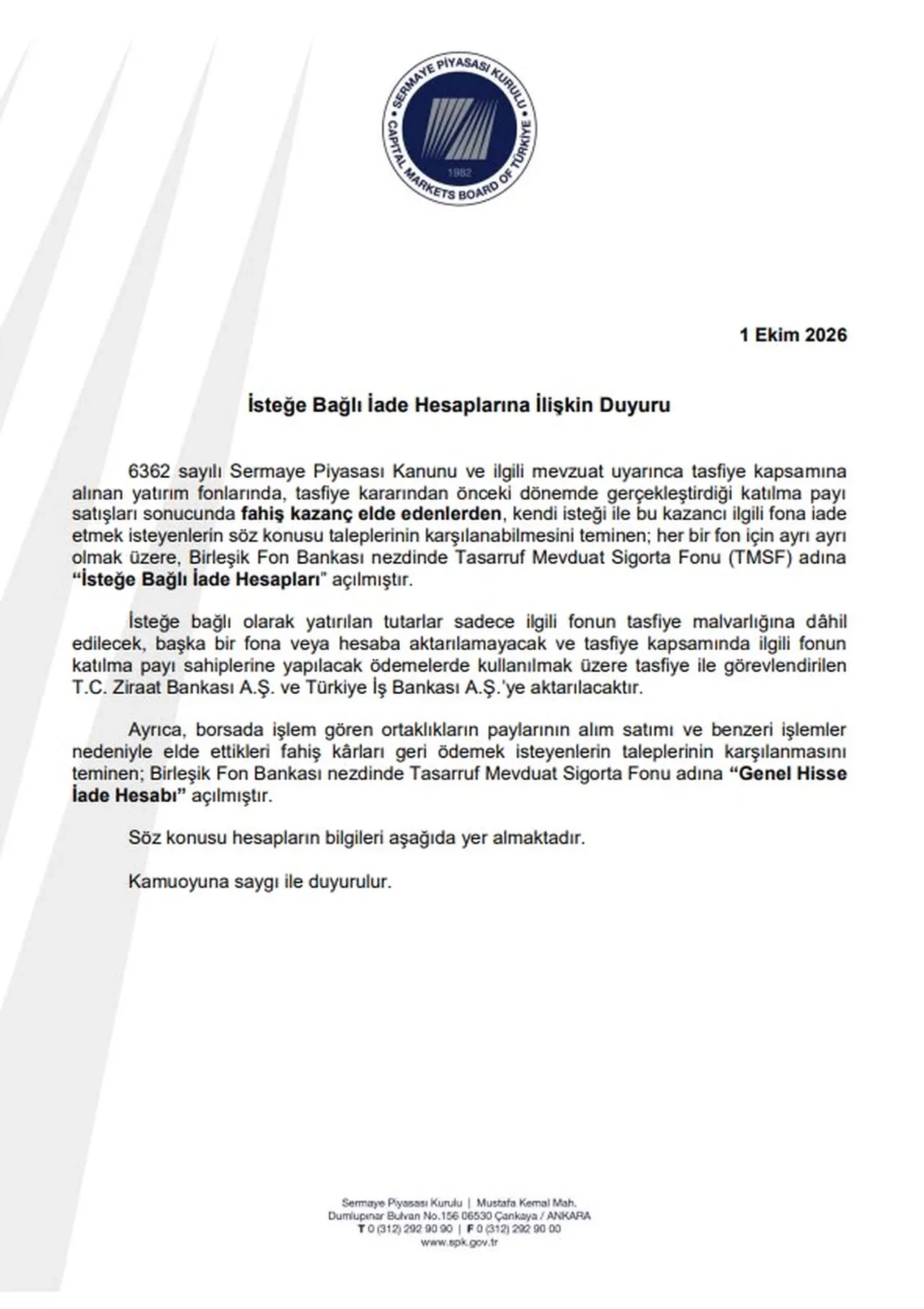 SPK'dan 'fahiş kazanç' iadeleri için yeni adım: Özel iade hesapları açıldı