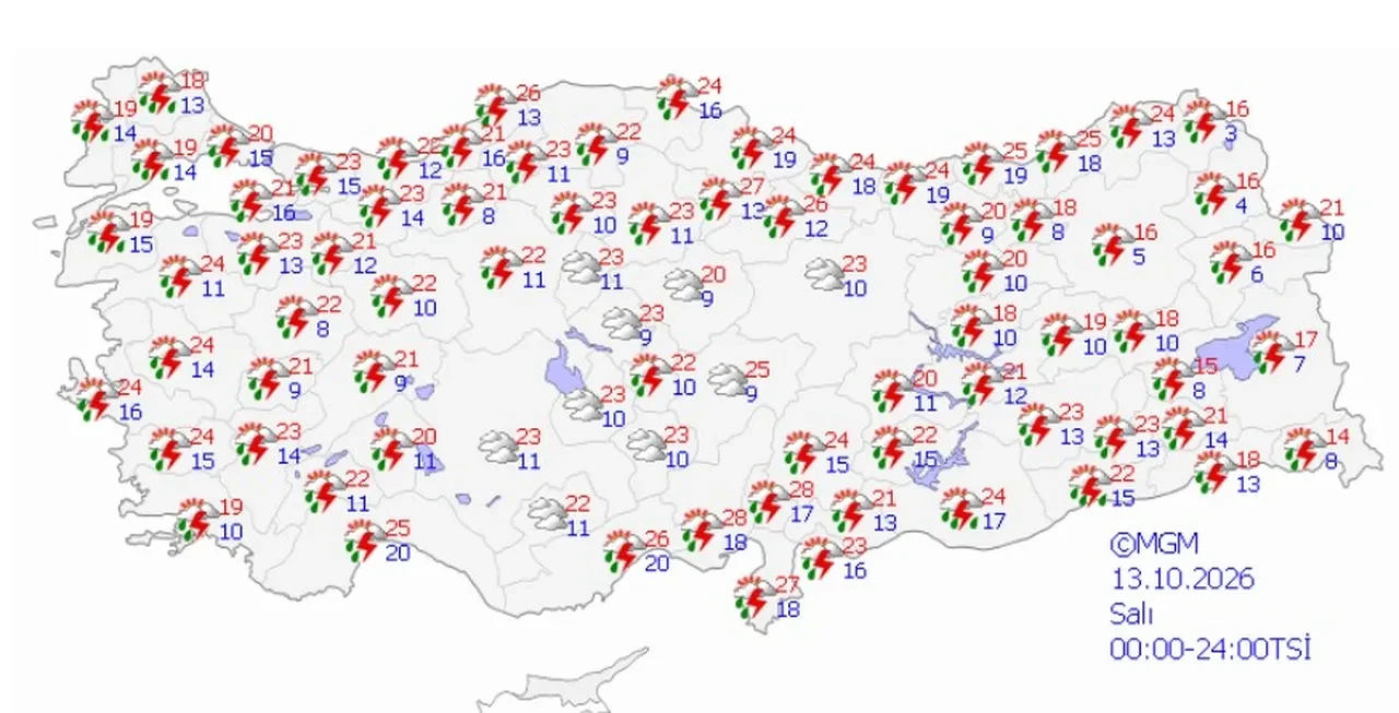 İçişleri Bakanlığından 16 ile sarı kodlu uyarı: İstanbul dahil çok sayıda ilde kuvvetli sağanak geliyor