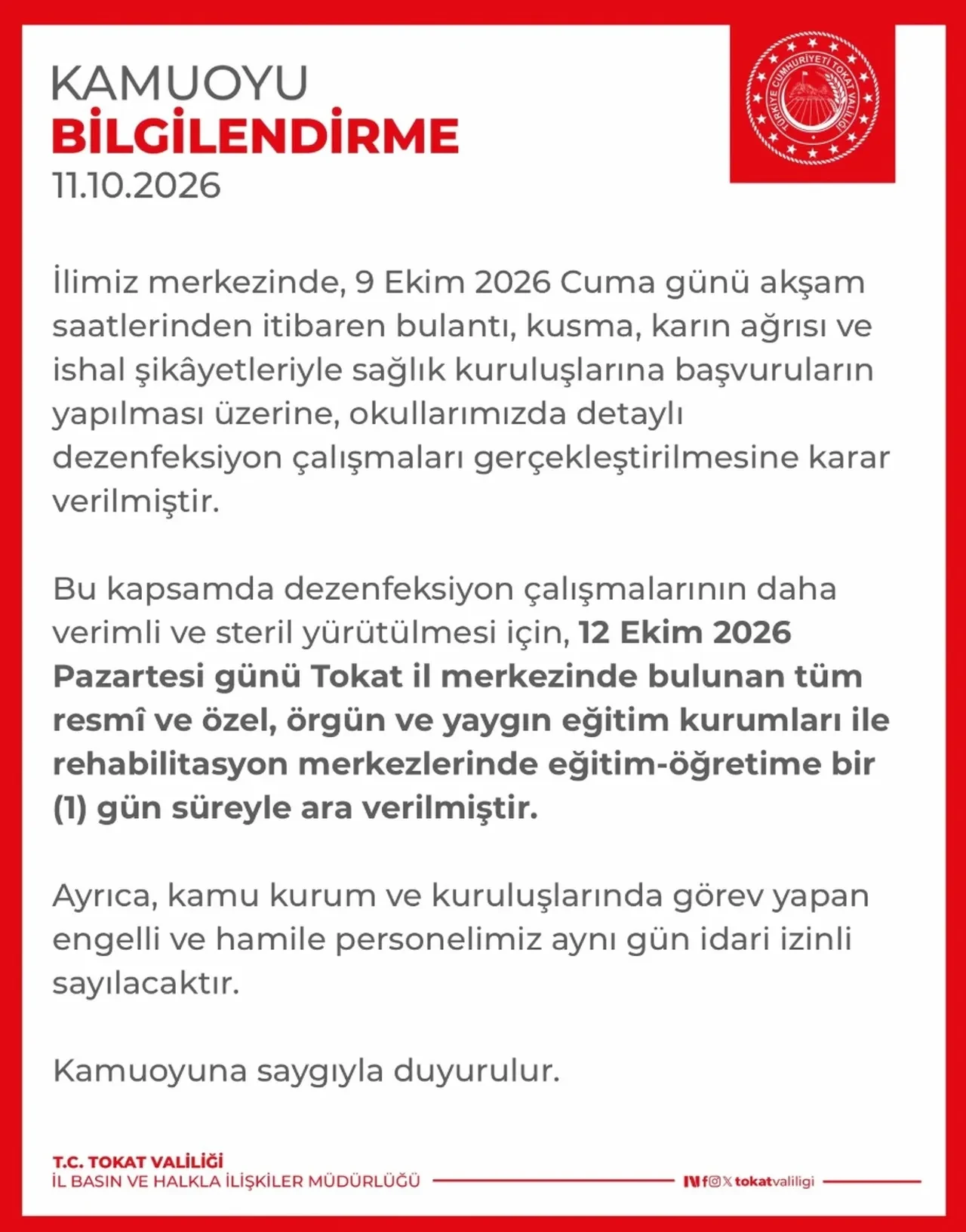 Tokat ve Şanlıurfa’da okullar tatil mi? 13 Ekim Şanlıurfa ve Tokat’ta okulların tatil durumu!