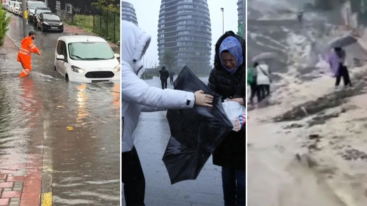 İstanbul'da kabus yağış: Yollar çöktü, dereler taştı, öğrenciler ve sürücüler mahsur kaldı