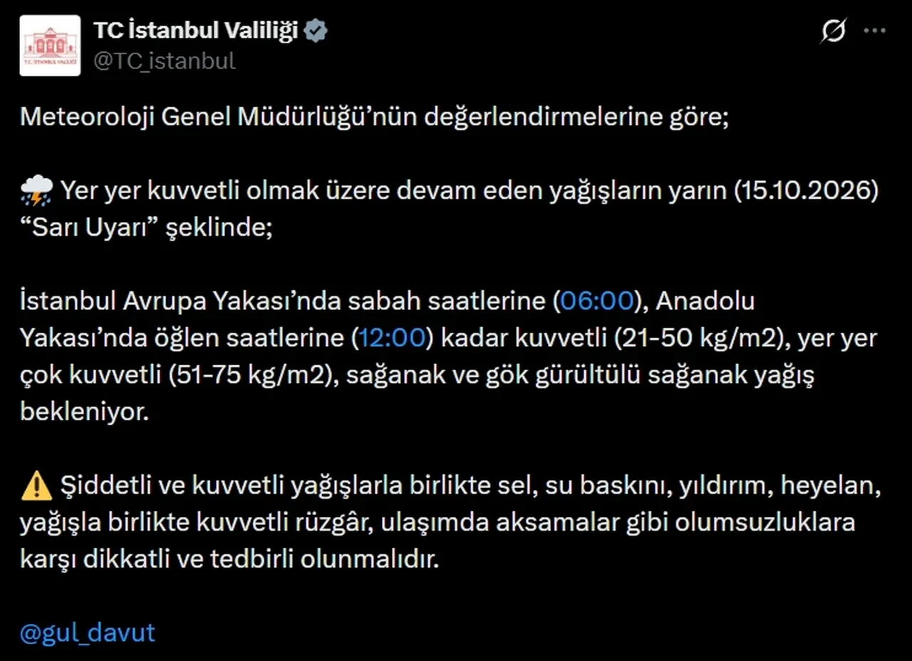 Yarın okullar tatil mi 15 Ekim? İstanbul Valiliği okullar tatil açıklaması yaptı mı?