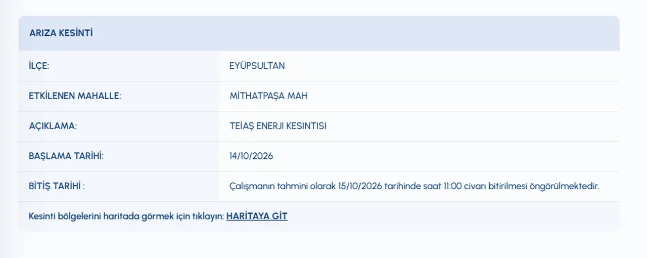15 Ekim su kesintisi! Eyüpsultan'da sular ne zaman gelecek? Göktürk merkez, Mithatpaşa, Mimar Sinan, Çırçır sular ne zaman gelecek?