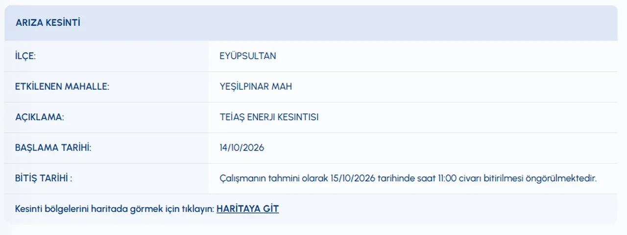 15 Ekim su kesintisi! Eyüpsultan'da sular ne zaman gelecek? Göktürk merkez, Mithatpaşa, Mimar Sinan, Çırçır sular ne zaman gelecek?