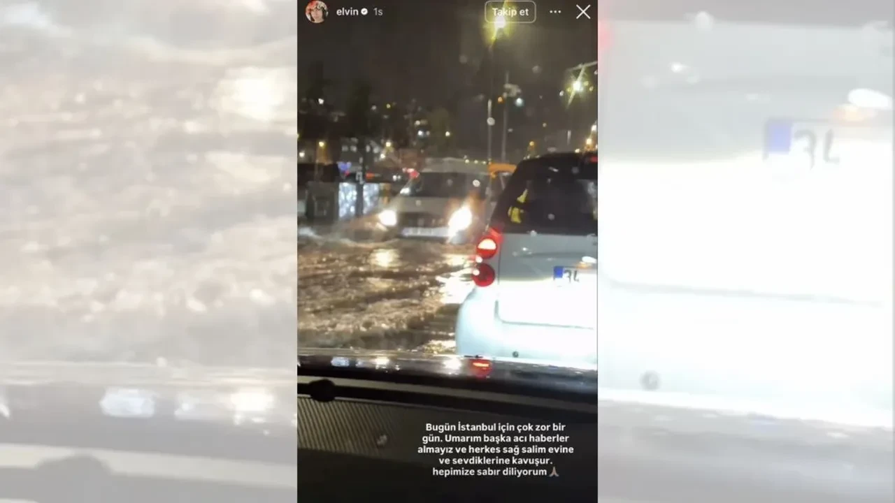 İstanbul’da araçlar sular altında kaldı! Elvin Levinler’in trafikteki paylaşımı tepki çekti