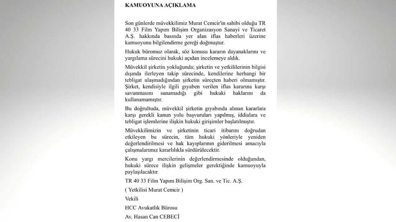 Murat Cemcir’in şirketi iflas etti! Avukatından ilk açıklama geldi