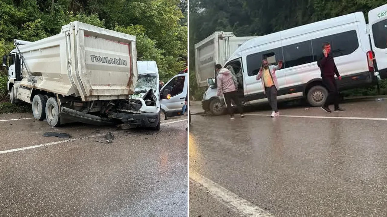 Ordu'da karşı şeride geçen kamyona yolcu minibüsü çarptı: Can kaybı ve yaralılar var