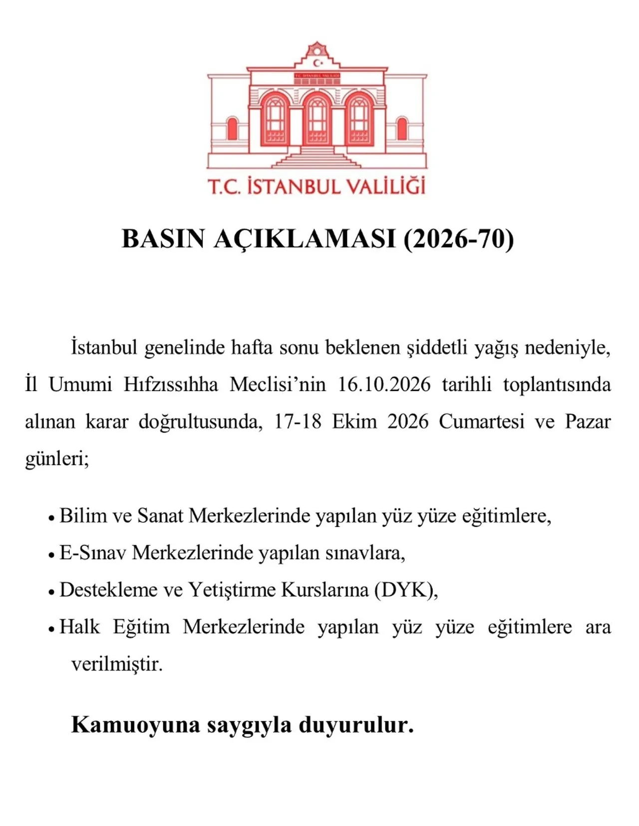 19 Ekim Pazartesi okullar tatil mi? İstanbul Valiliği’nden yeni tatil açıklaması!
