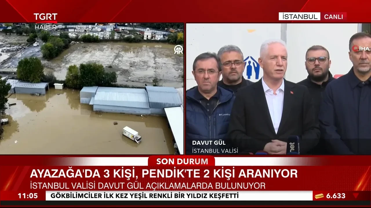 Vali Gül sel felaketinde son durumu açıkladı: Ayazağa'da 3, Pendik'te 2 kişi aranıyor