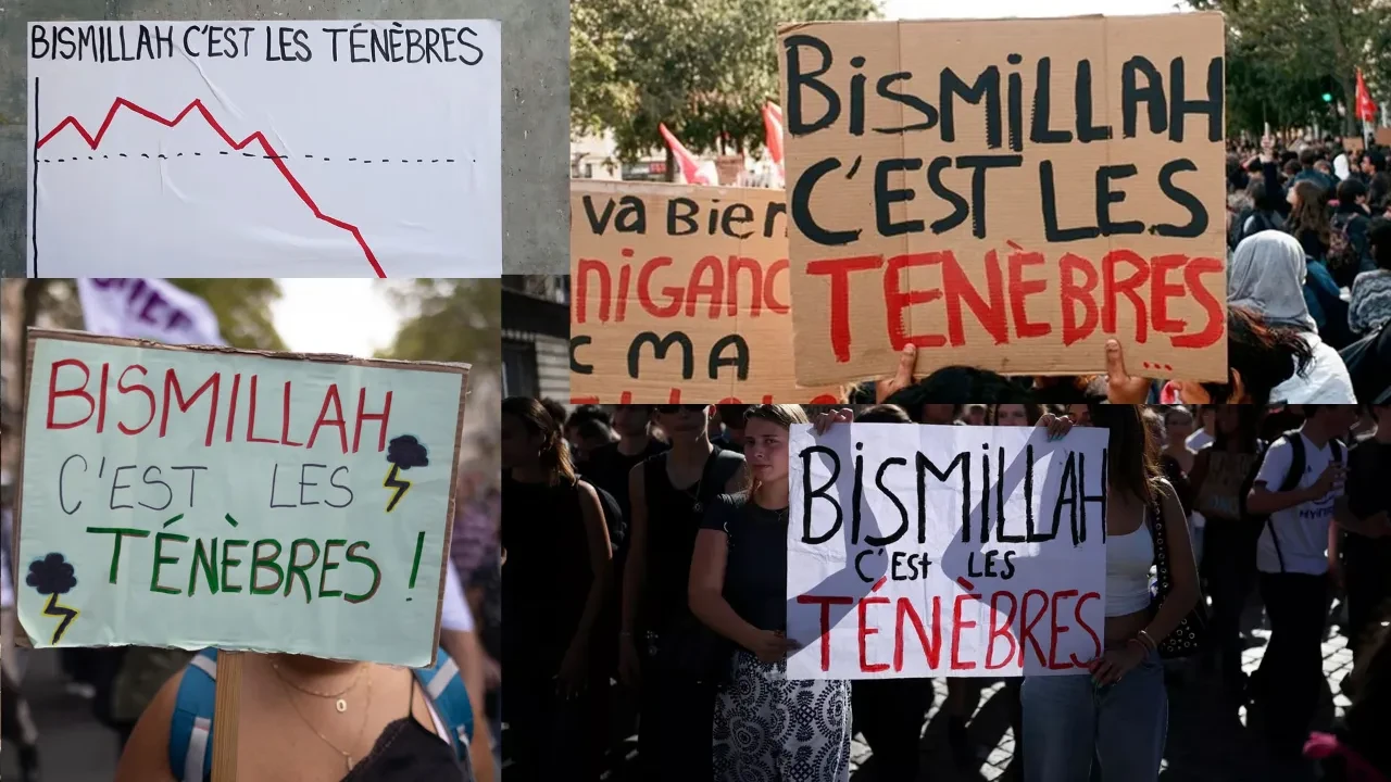 Fransa'da yayılan 'Bismillah' pankartının sırrı çözüldü, slogan haline geldi