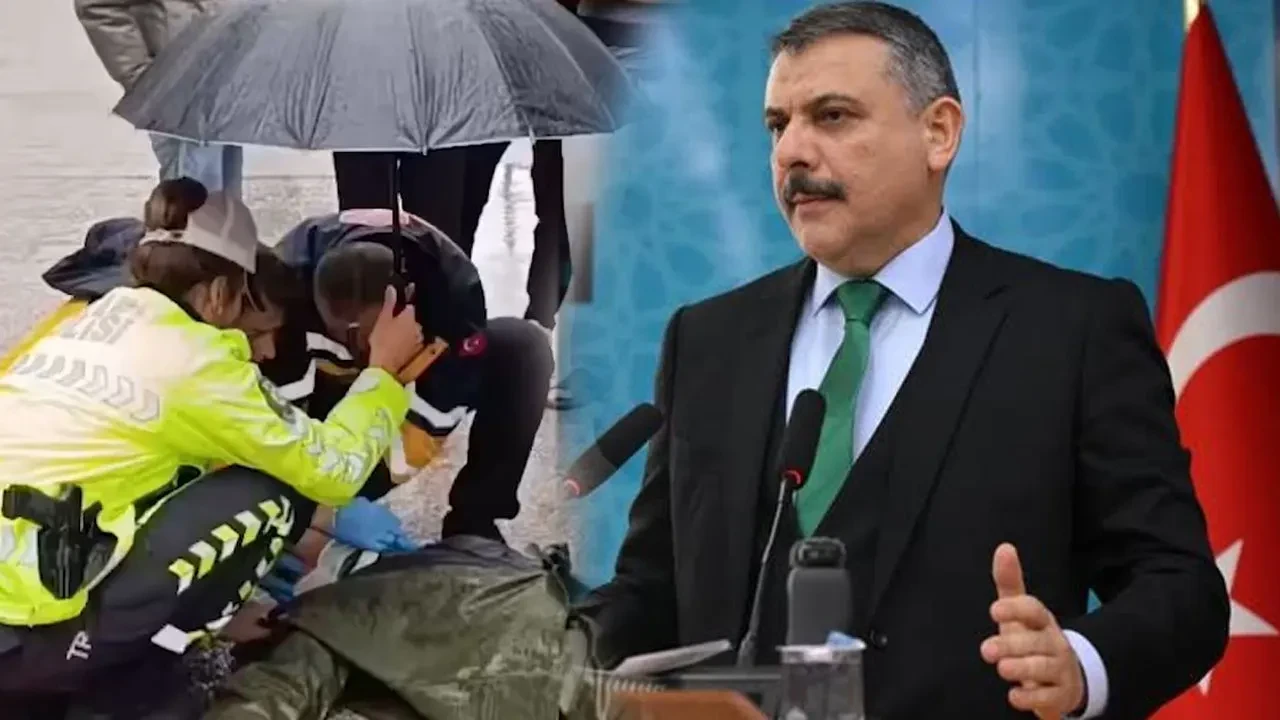 İçişleri Bakanı Mustafa Çiftçi’den yaralı gence şemsiye tutan polis memuru Şerife Nur Can’a anlamlı teşekkür