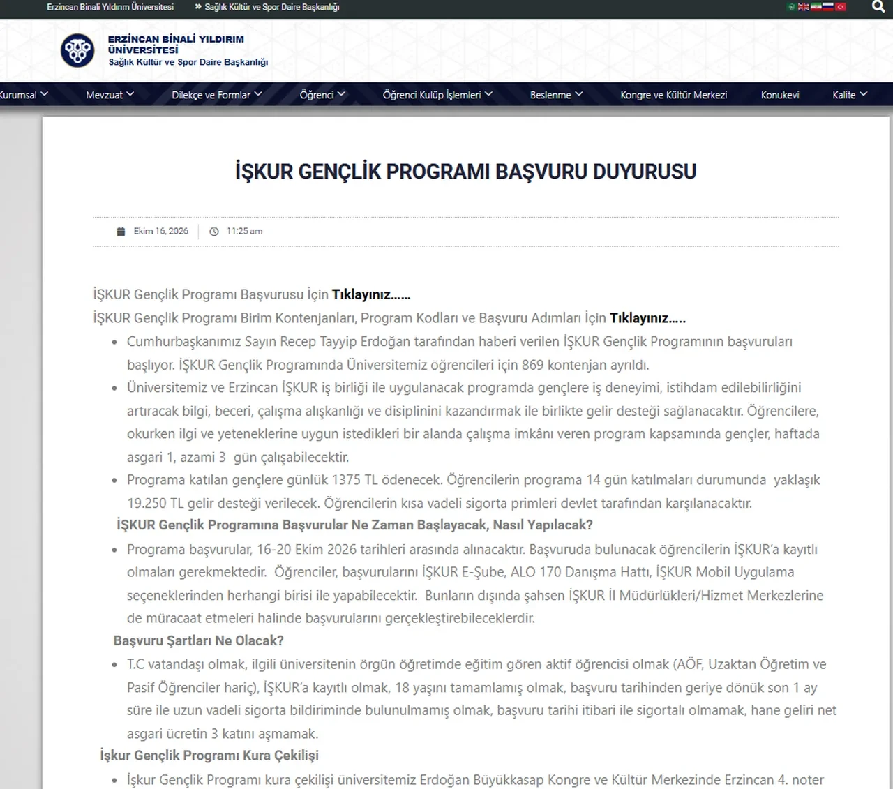 İŞKUR Gençlik Programı başvuru tarihleri belli olan üniversiteler 2026-2027! İŞKUR Gençlik Programı başvuru ekranı