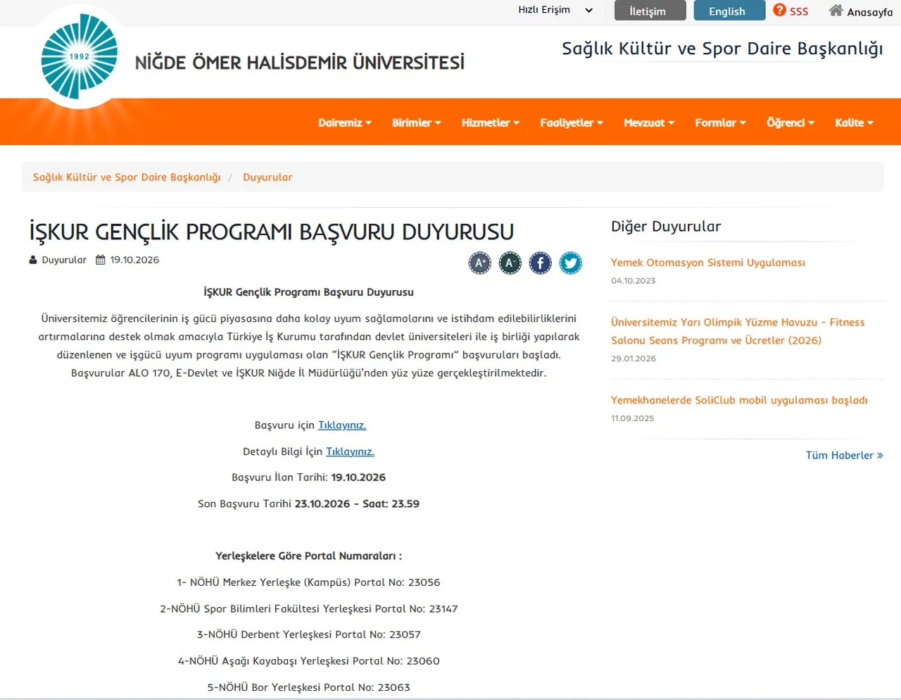 İŞKUR Gençlik Programı başvuru tarihleri belli olan üniversiteler 2026-2027! İŞKUR Gençlik Programı başvuru ekranı