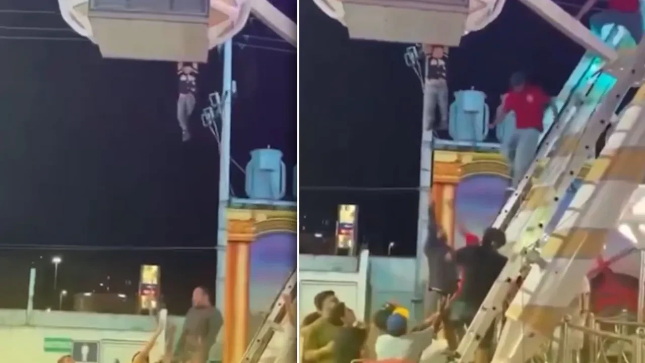 Lunaparkta korku dolu anlar: Çocuk dönme dolapta asılı kaldı