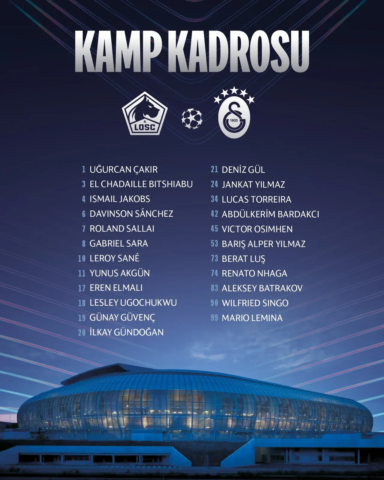 Galatasaray'ın Lille maçı kamp kadrosu açıklandı!