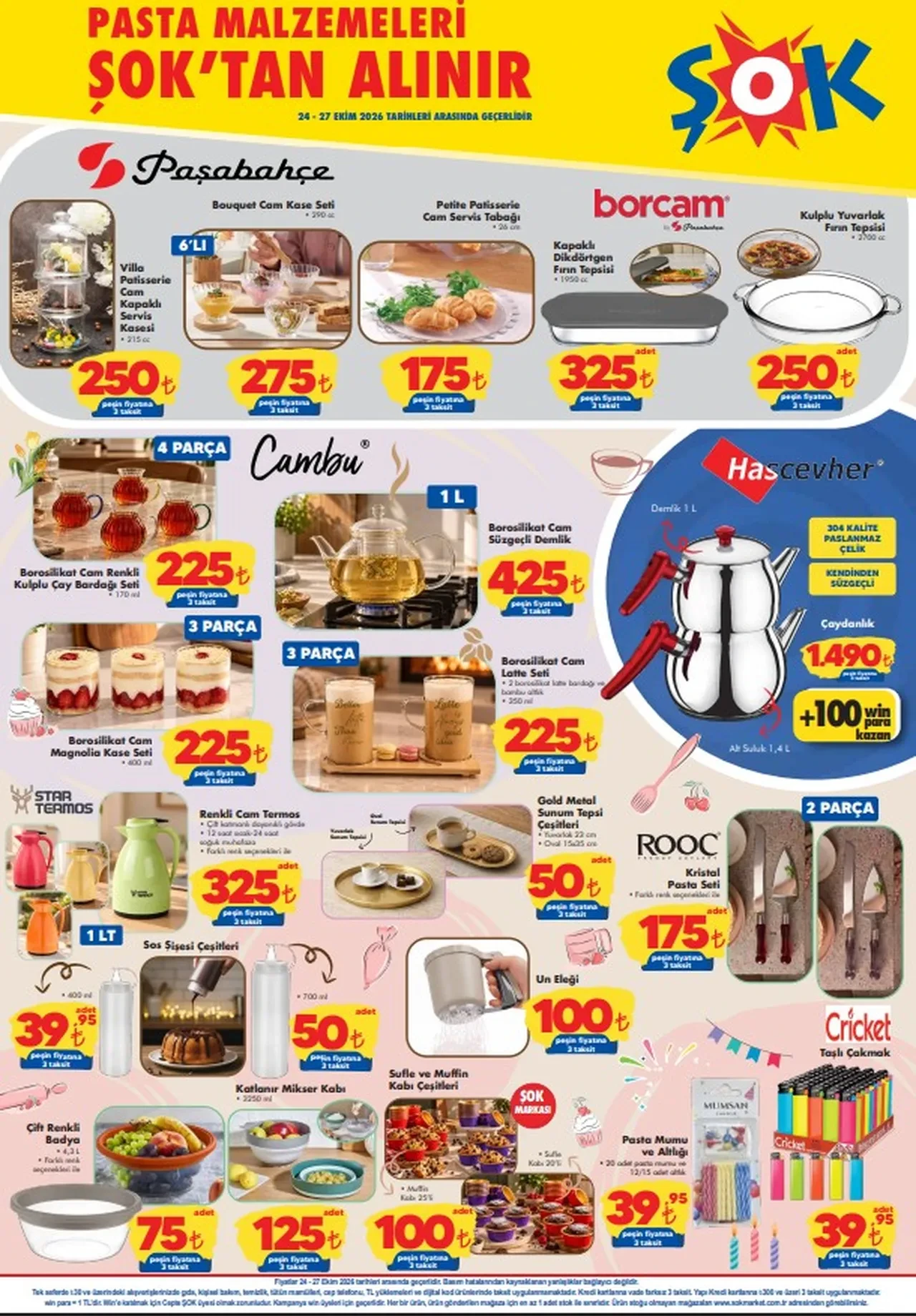 ŞOK 24-27 Ekim aktüel ürünler market afişi 2026: Çaydanlık, pasta seti, cam termos, sırt çantası, ayakkabı çeşitleri geliyor
