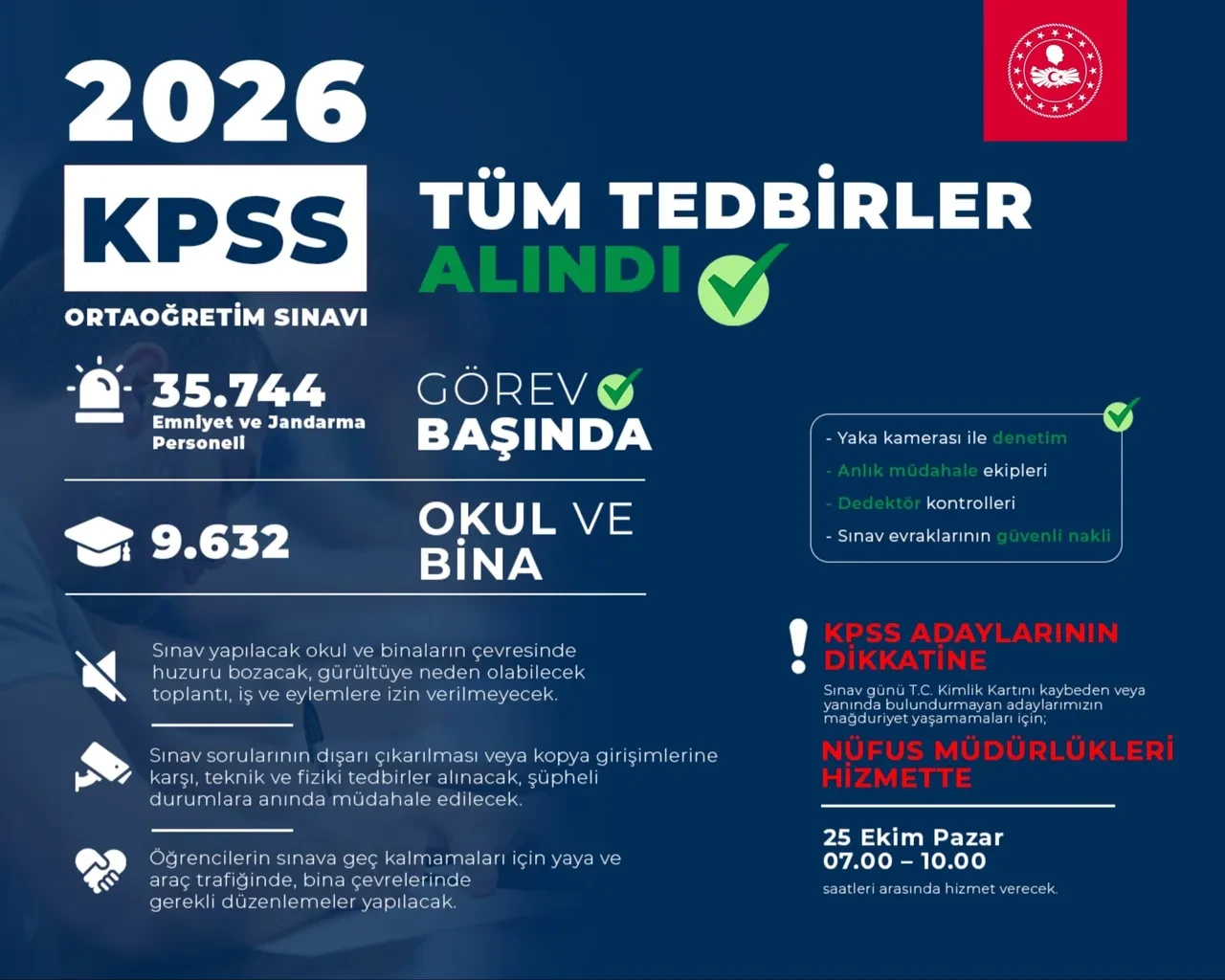 İçişleri Bakanı Sayın Mustafa Çiftçi'den KPSS sınav güvenliğine ilişkin açıklama