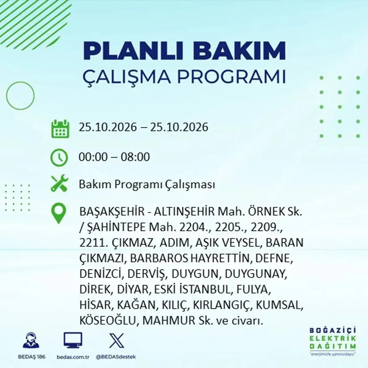İstanbul’da 14 ilçede elektrik kesintisi! BEDAŞ mahalle mahalle açıkladı