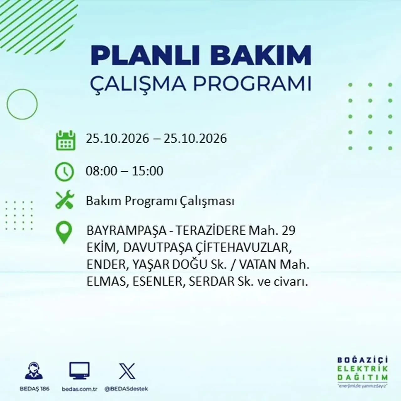 İstanbul’da 14 ilçede elektrik kesintisi! BEDAŞ mahalle mahalle açıkladı