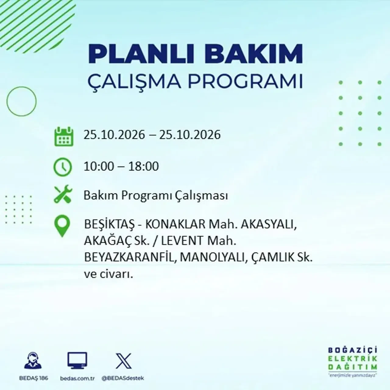 İstanbul’da 14 ilçede elektrik kesintisi! BEDAŞ mahalle mahalle açıkladı