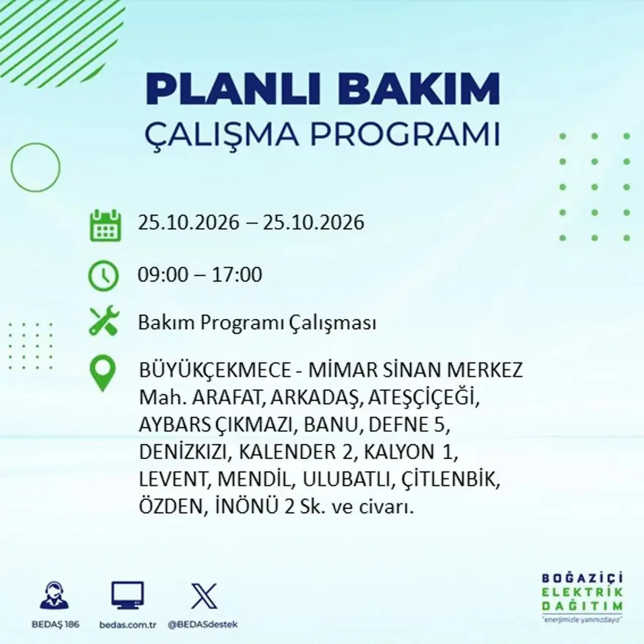 İstanbul’da 14 ilçede elektrik kesintisi! BEDAŞ mahalle mahalle açıkladı