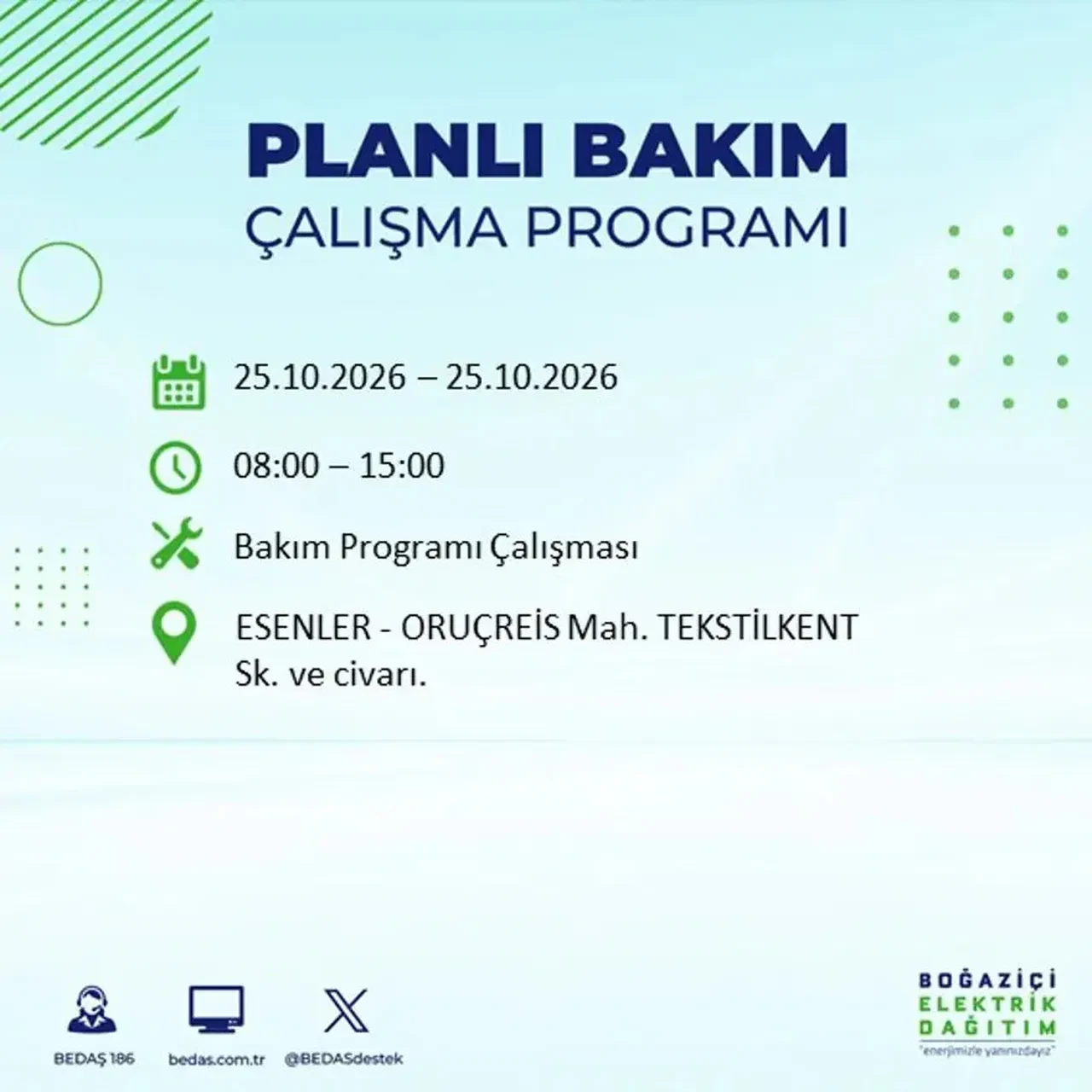 İstanbul’da 14 ilçede elektrik kesintisi! BEDAŞ mahalle mahalle açıkladı