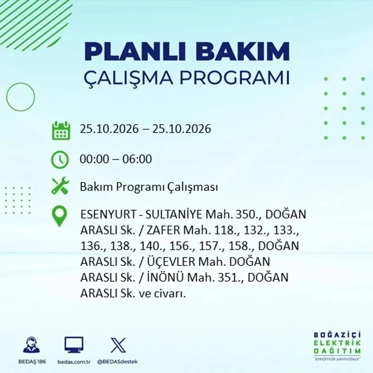 İstanbul’da 14 ilçede elektrik kesintisi! BEDAŞ mahalle mahalle açıkladı