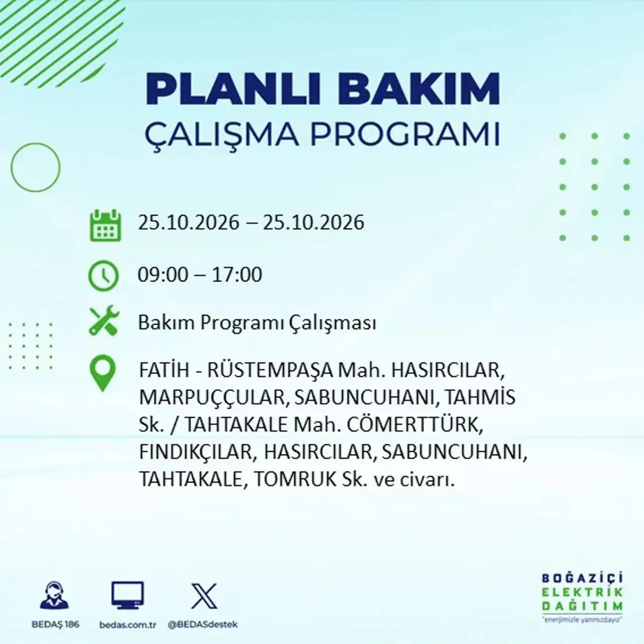 İstanbul’da 14 ilçede elektrik kesintisi! BEDAŞ mahalle mahalle açıkladı