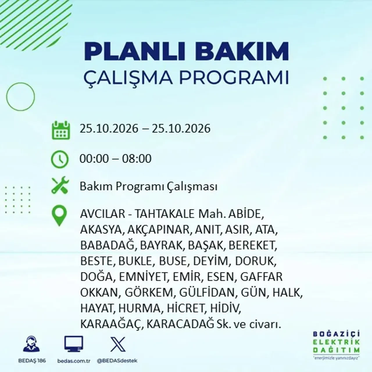 İstanbul’da 14 ilçede elektrik kesintisi! BEDAŞ mahalle mahalle açıkladı