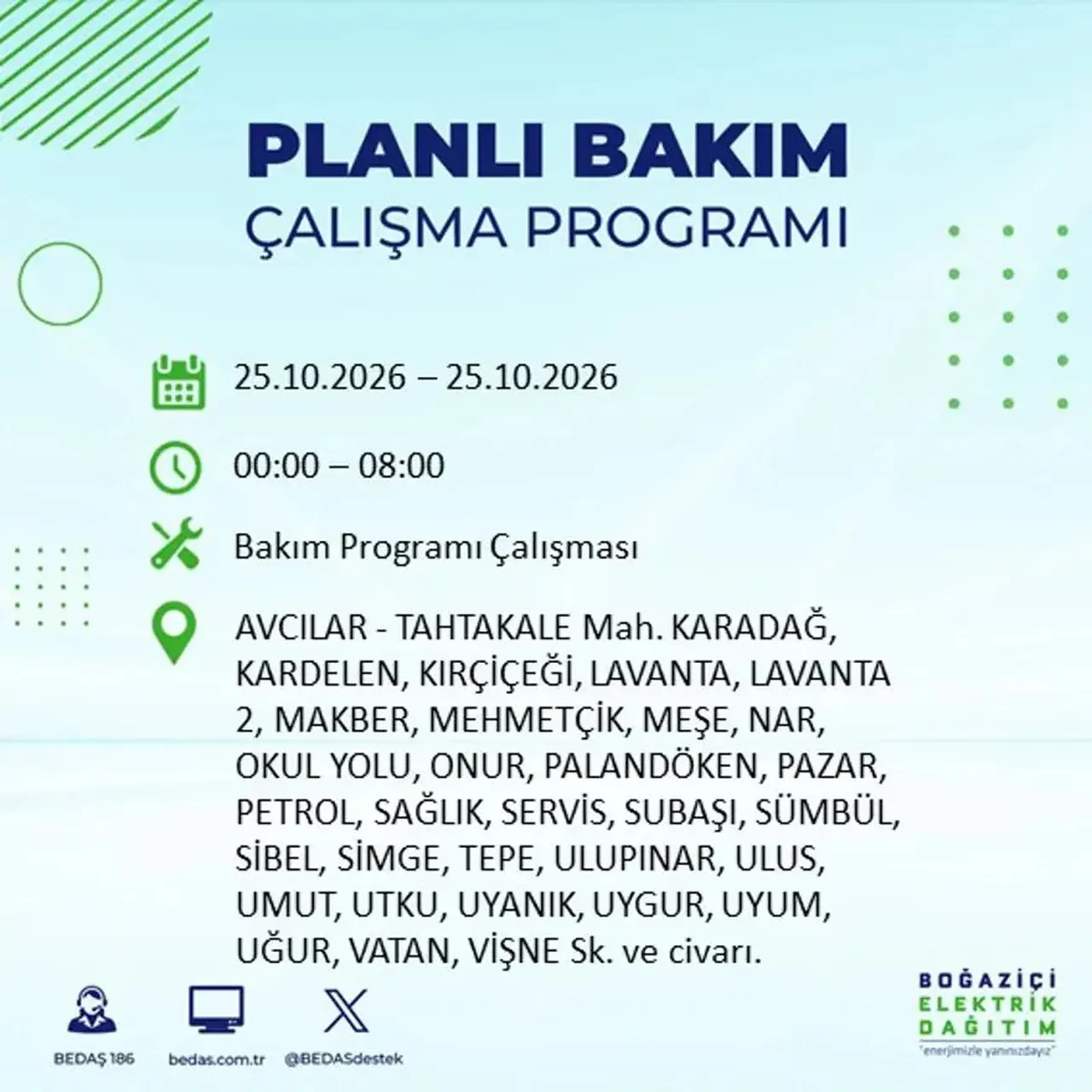 İstanbul’da 14 ilçede elektrik kesintisi! BEDAŞ mahalle mahalle açıkladı