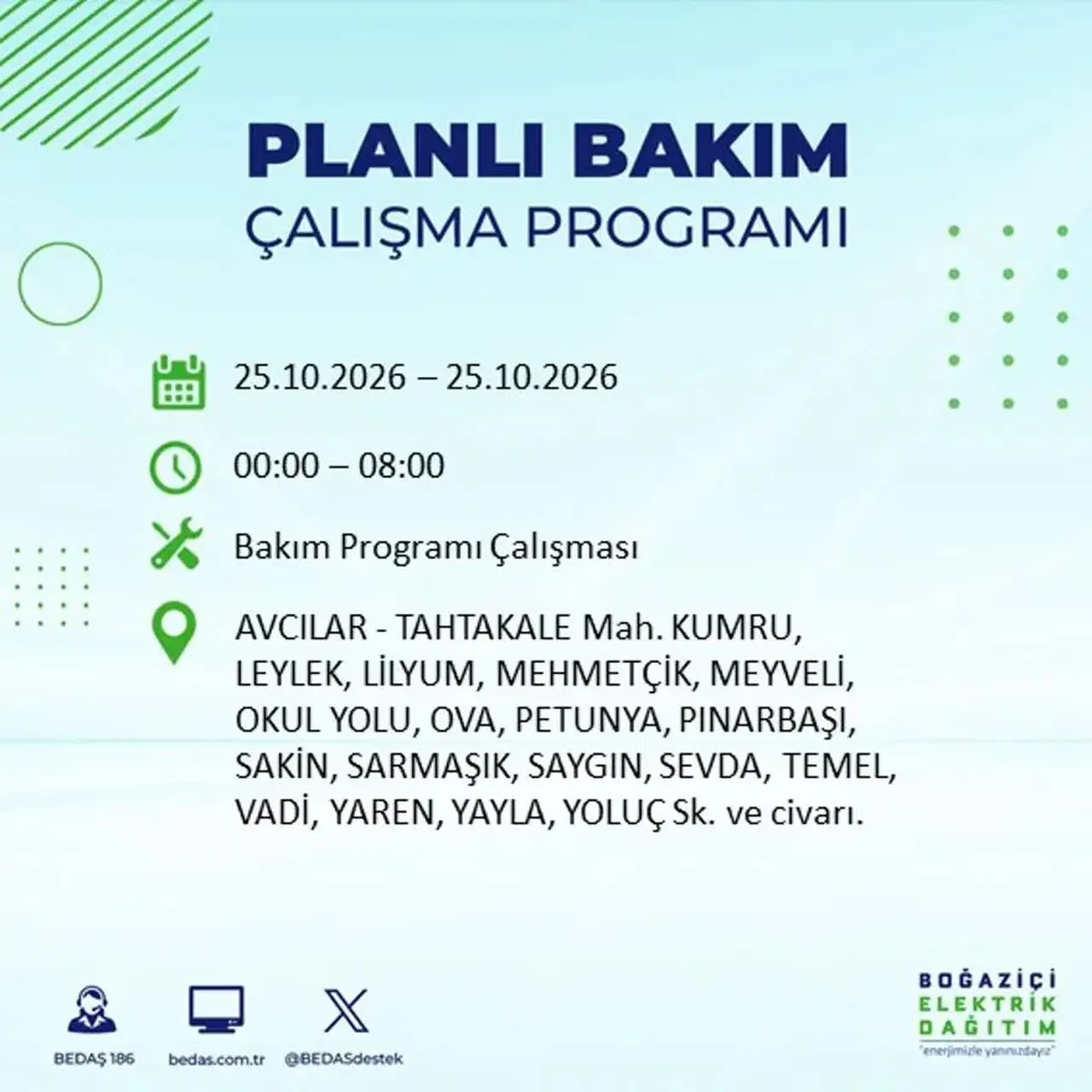 İstanbul’da 14 ilçede elektrik kesintisi! BEDAŞ mahalle mahalle açıkladı