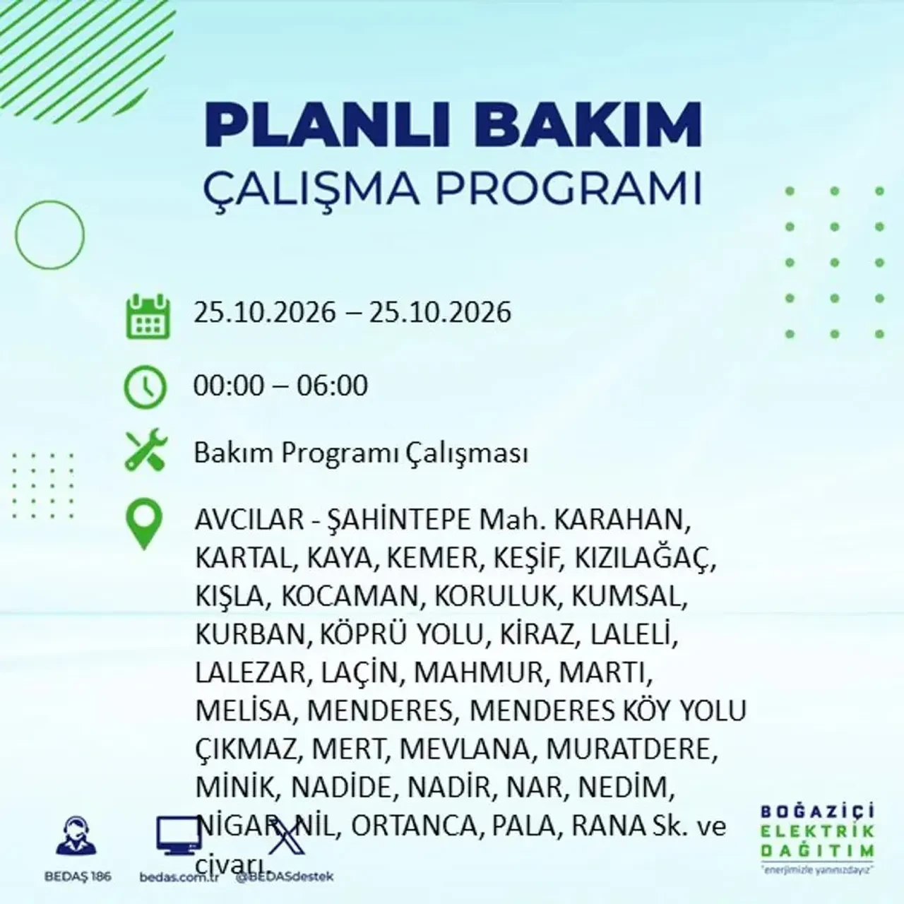 İstanbul’da 14 ilçede elektrik kesintisi! BEDAŞ mahalle mahalle açıkladı