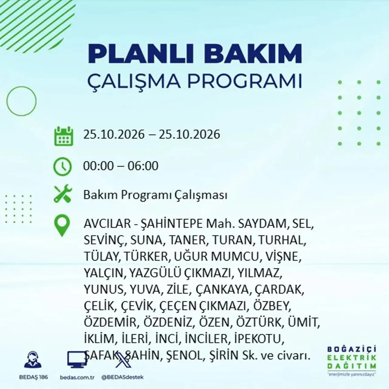 İstanbul’da 14 ilçede elektrik kesintisi! BEDAŞ mahalle mahalle açıkladı