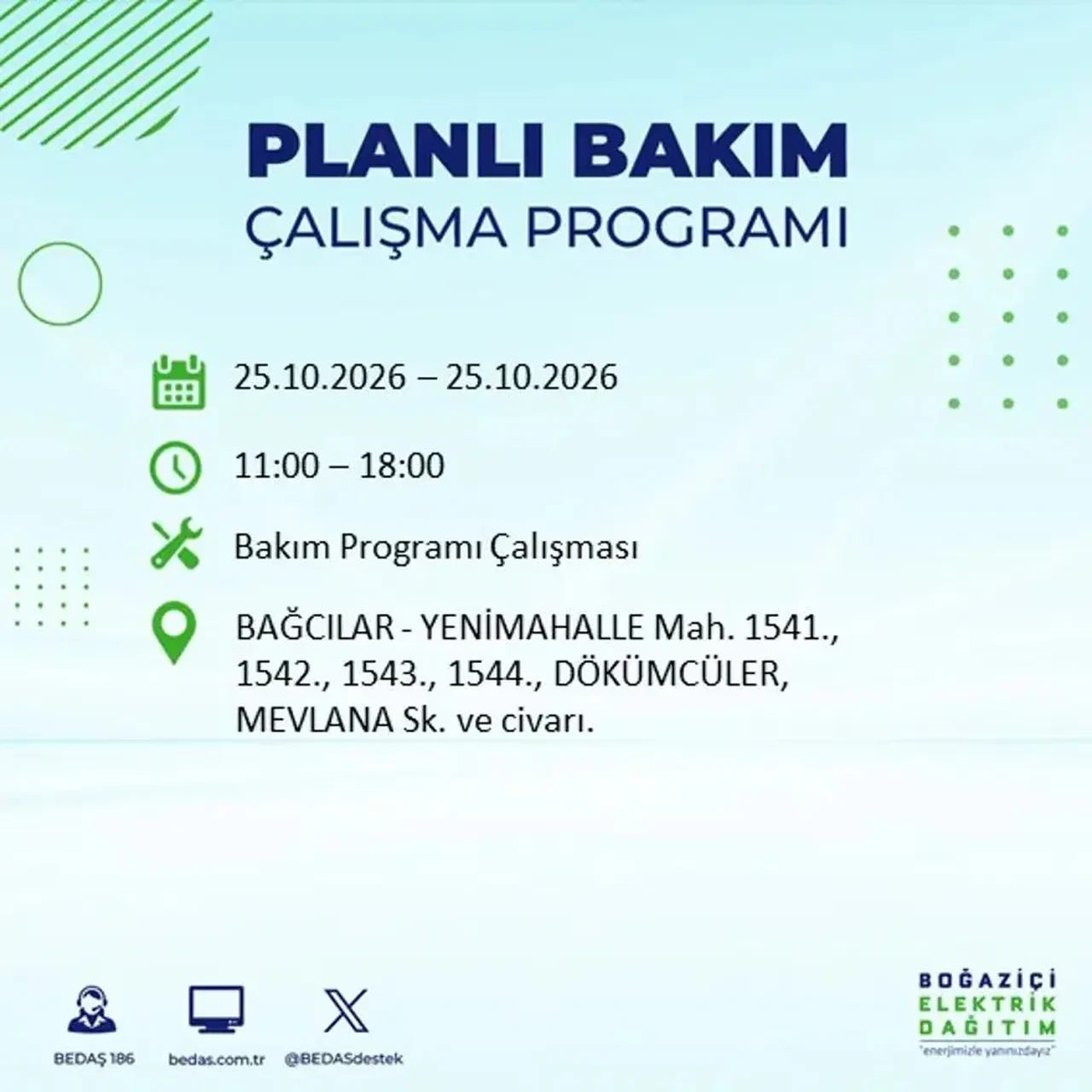 İstanbul’da 14 ilçede elektrik kesintisi! BEDAŞ mahalle mahalle açıkladı