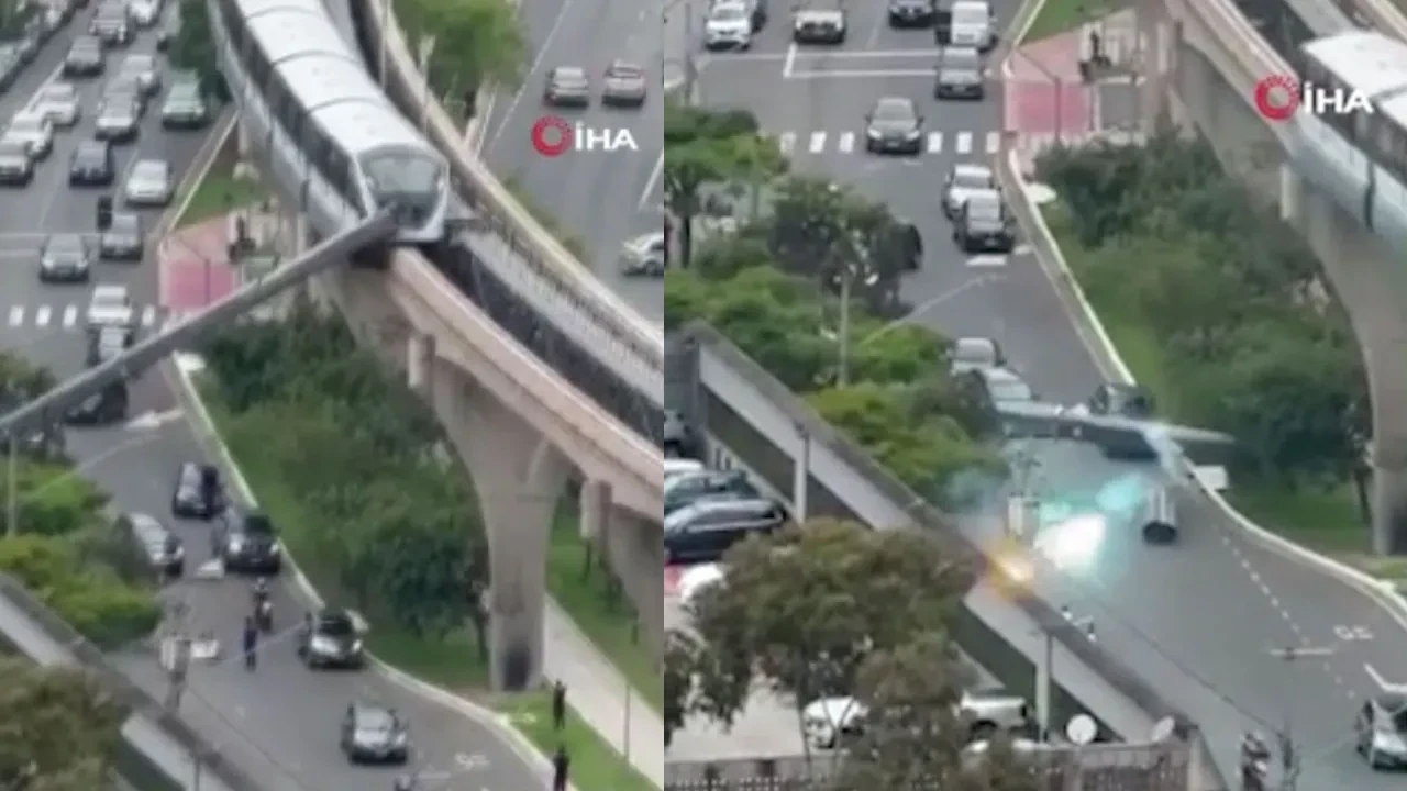 Şantiyedeki vinç raylara devrildi, vince de tren çarptı! Brezilya'daki kaza ucuz atlatıldı