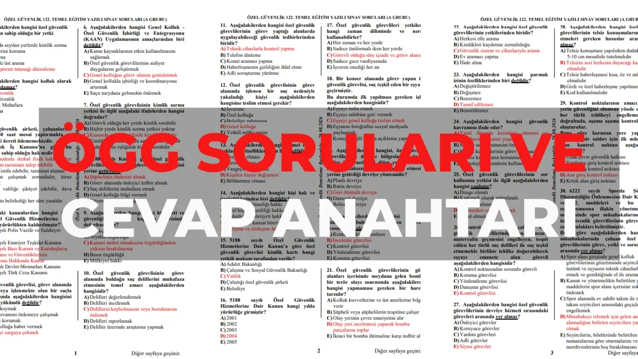 ÖGG soruları ve cevap anahtarı kitapçığı 2026 egm.gov.tr! 123. dönem ÖGG soruları ve cevapları açıklandı mı? EGM sorgulama ekranı