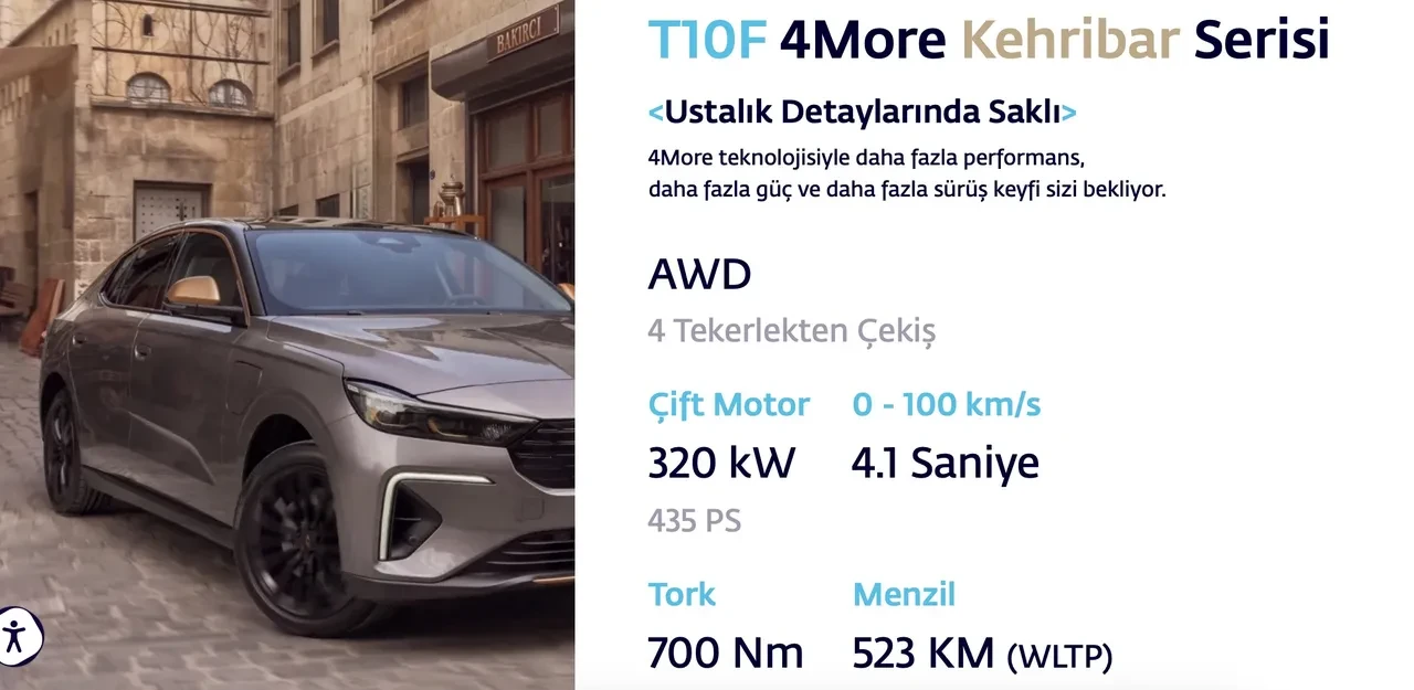 TOGG T10F kehribar fiyat ne kadar? TOGG T10F 4more kehribar serisi hangi özellikler var?