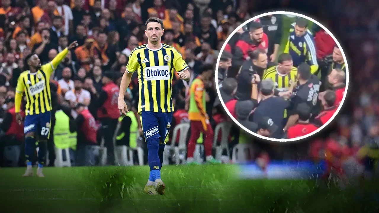 Galatasaray-Fenerbahçe derbisi sonrası saha karıştı! Mert Hakan Yandaş polisle tartıştı