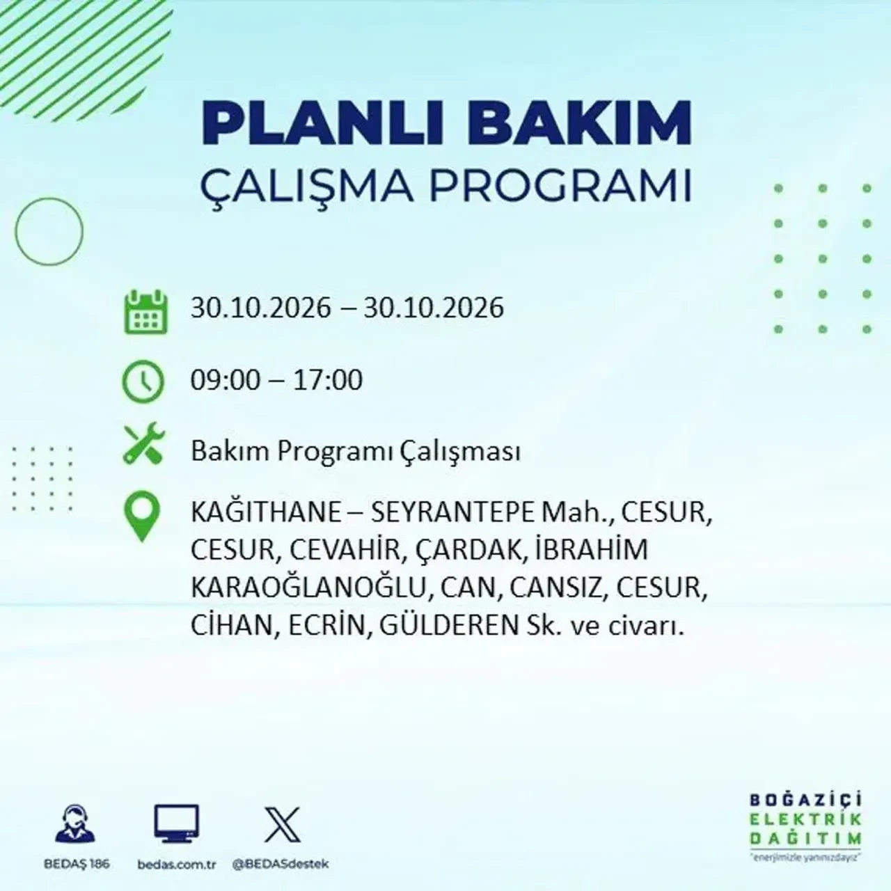 BEDAŞ’tan 12 ilçeye uyarı: İstanbul'da elektrik kesintileri saatlerce sürecek