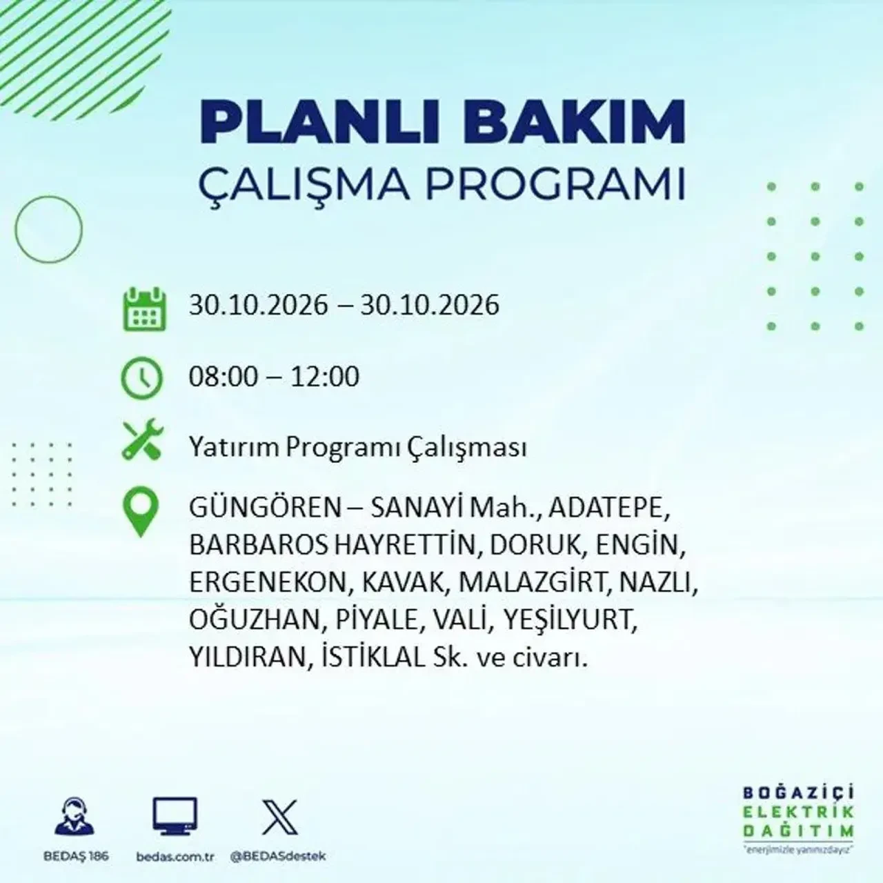 BEDAŞ’tan 12 ilçeye uyarı: İstanbul'da elektrik kesintileri saatlerce sürecek